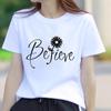 Korean Style Printed Summer T-Shirt: Round Neck, Short Sleeve, Trendy Outerwear for Young Women