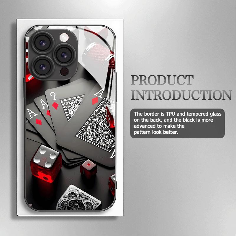 Creative Playing Card A Trendy Pattern Glass Phone Case for iPhone17 16 16ProMax 15 14 13 12ProMax 11 11Pro Anti-drop protection