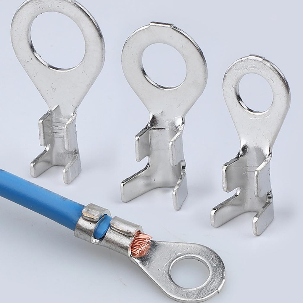 Multipurpose Pack of 100 Thickened Sturdy Brass Round Wire Terminals Connectors for Secure Electrical Connections