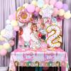 ZOiiWA 143Pcs Two Sweet Birthday Party Decorations Girls Donut Tableware Set Sweet Donut 2nd Party Plates Napkins Backdrop Tablecloth Banner Balloons