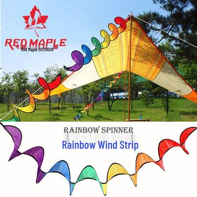 Rainbow Pinwheel Wind Spinner: Colorful Outdoor Camping Tent & Awning Decoration with Children's Rotating Streamer.