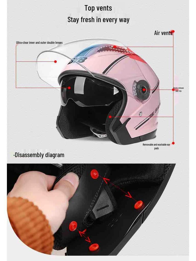 Dual-Lens Anti-Fog Motorcycle & Electric Vehicle Helmet