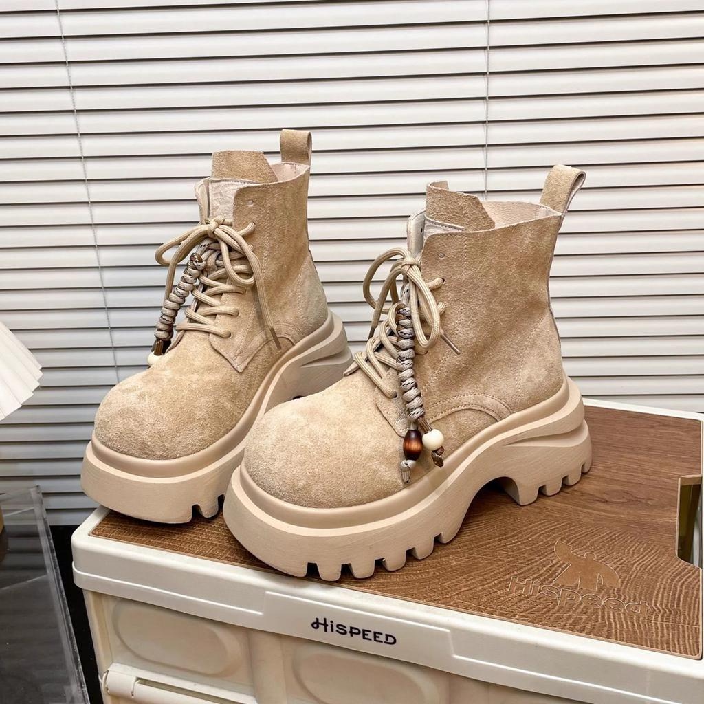 Fashion Versatile Frosted Big Head Martin Boots Women's Popular 2025 Autumn New Su Motorcycle Boots Short Rhubarb Boots Women's