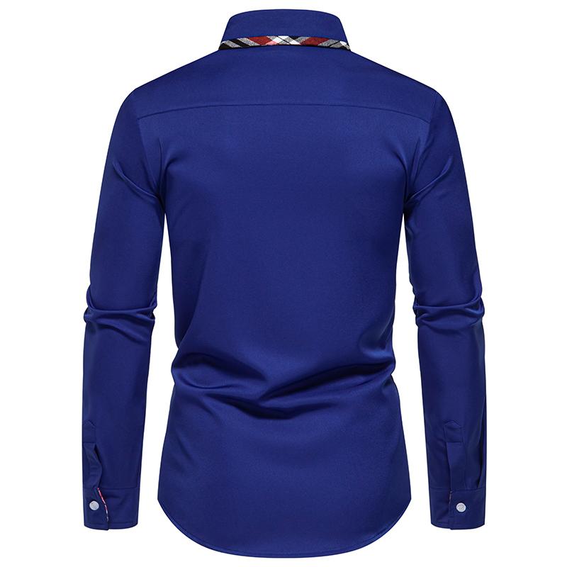 New Arrival Men's Plaid Color Block Long Sleeve Shirt Autumn Casual Patchwork Shirts Male Daily Office Social Work Top Shirts