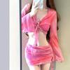Pink Sweet Bikini Swimsuit Women Fashion New Vacation Split Sexy Slim Belly Covered Summer Beach Party Swimsuit Aesthetic