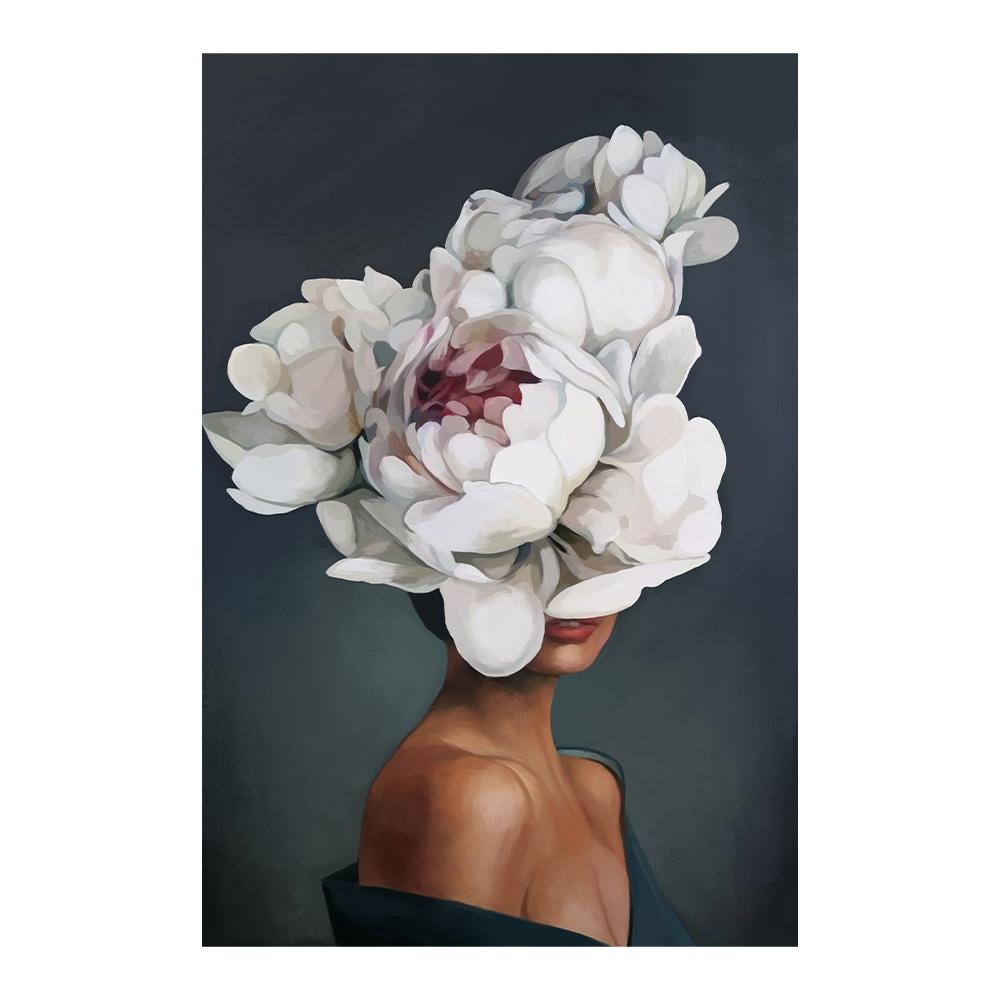 Nordic Flowers Head Woman Canvas Paintings On the Wall Art Posters And Prints Feather Girls Wall Pictures Home Decoration