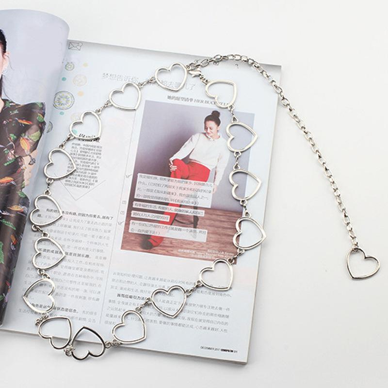 Peach Heart Love Metal Waist Chain Variety Belt Women's Decoration Ins Simple Dress with JK Plaid Skirt Pants Chain