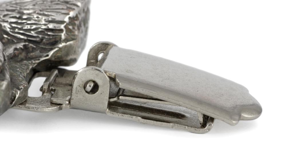Bedlington Terrier,Rothbury Terrier, Rodbery Terrier- brooch with a clip, holder for a start number, silver-plated dog show pin from the Art-Dog brand