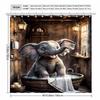 Cute Baby Elephant Shower Curtain Elephant In Wooden Bathtub Artistic Design Kids Room Decor Waterproof Fabric Bath Curtain Set