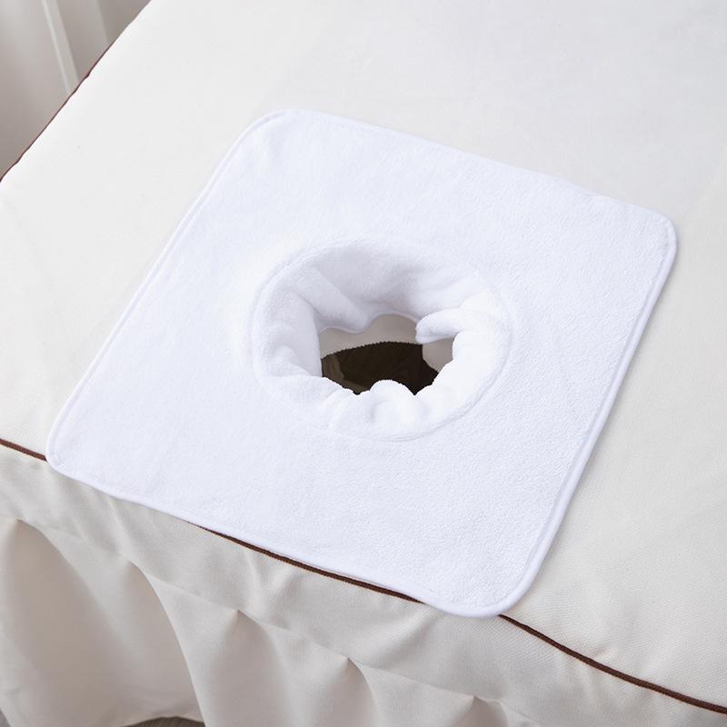 

Утолщенное полотенце с отверстием для лица для салона красоты, для подголовника массажного стола 35*35 cm белый