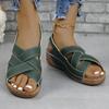 Plus Size New Summer Wedge Sandals Platform Buckle Fish Mouth Sandals Solid Color Wedge Sandals