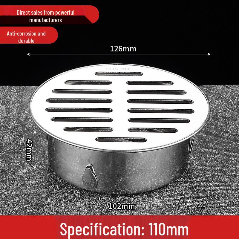 Non-Clogging Stainless Steel Floor Drain with Large Capacity & Direct PVC Insertion for Outdoor Use