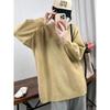 Lazy wind thickened loose cuffs button-knitted pullover sweater for women's autumn and winter medium and long inner top for women