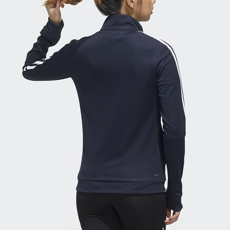Adidas Stand Collar Casual Sports Jacket International Edition Women Outerwear Dark-Blue FL0171