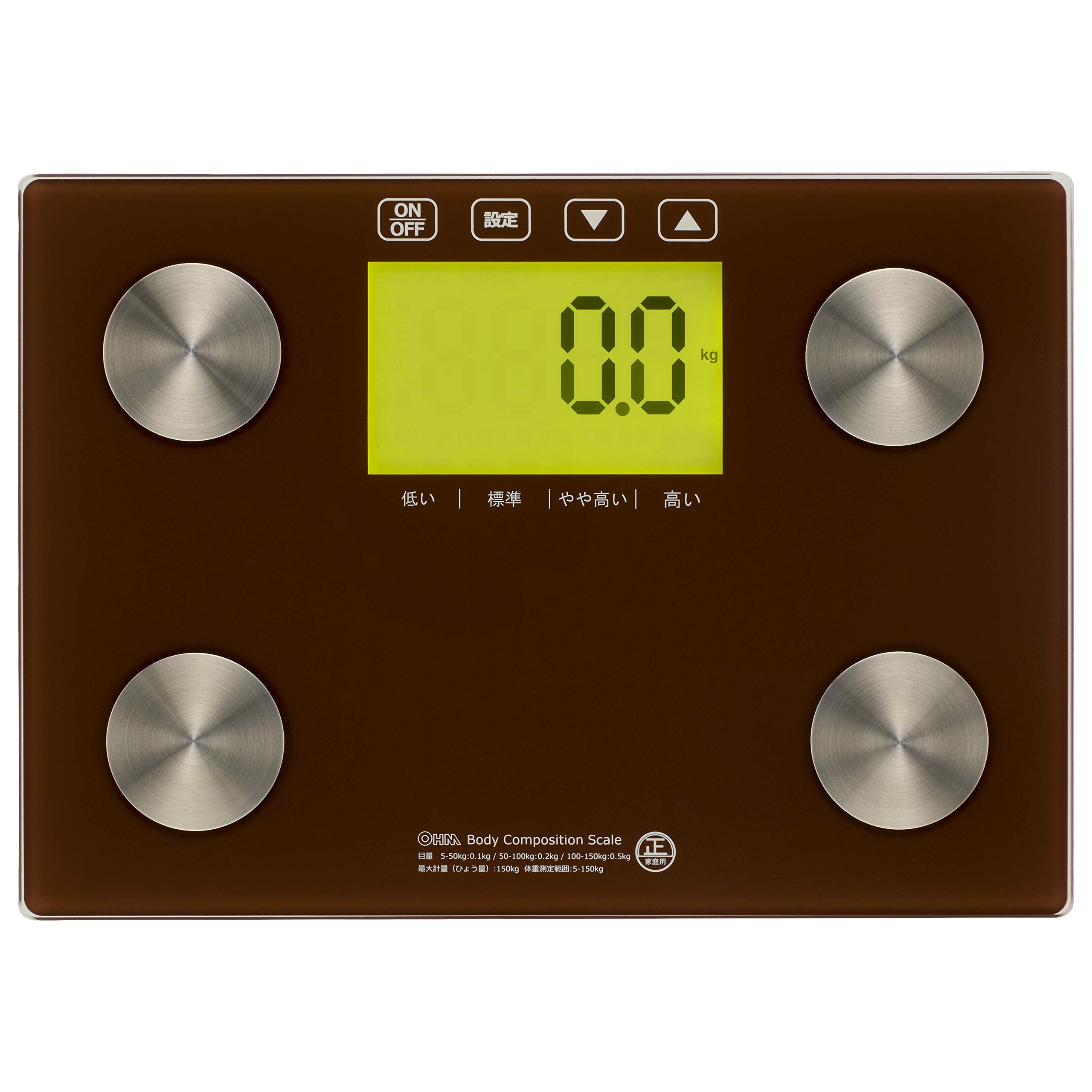 

Ohm Electric Body Composition Monitor (Tempered Glass Base/Uses 3 AAA Batteries/Brown) HB-KG12H2-T