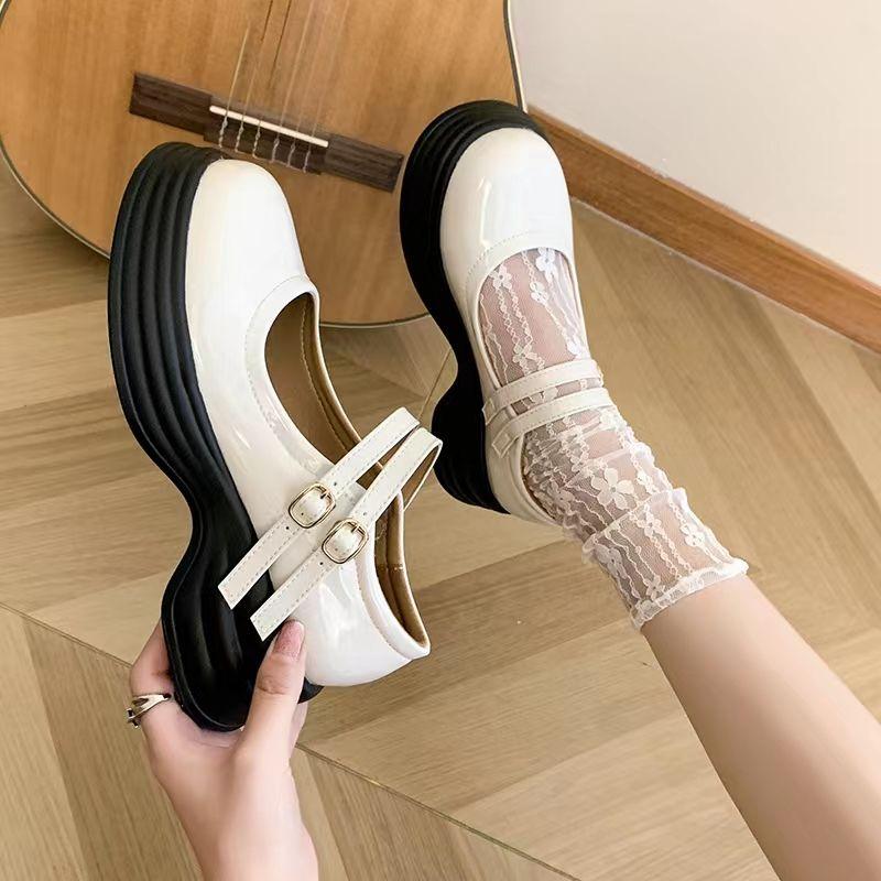 

Женские туфли-лодочки Мэри Джейн, туфли-оксфорды на высоком каблуке с пряжкой и ремешком, женские туфли-оксфорды с круглым носком, однотонные туфли на платформе 40 бежевый