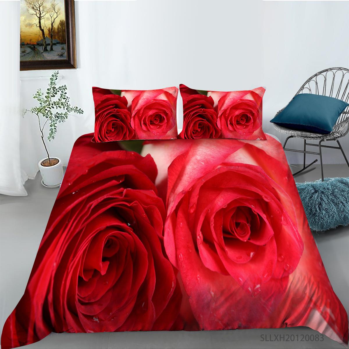 

Комплект постельного белья с 3D розой, пододеяльник для пары, наволочка, домашний комплект постельного белья, AU/EU/US, полноразмерная односпальная/двуспальная кровать Baby 100x135cm