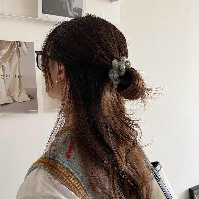 Telephone Wire Elastic Hair Rubber Bands Wool Spiral Hair Ties Rings Women Plush Ponytail Holder Tie Hair Hoop Hair Accessories