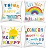 4Pcs Positive Quote Throw Pillow Covers Rainbow Sun Balloon Airplane Cushion Cases for Kids Room Couch Bedroom Indoor Home