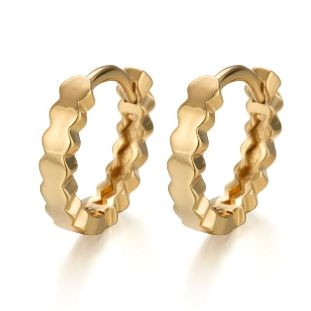 Women Cubic Zircon Rainbow Earrings Cubic Zirconia Ear Cuff Set Female Stylish Fashionable Gold Tone Huggie Clip On Earrings Earcuff Crystal Stone