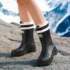 Solid Big Men Women Outdoor Tide Non-slip Waterproof Parent-Child Rain Boots Children Hundred Couple Adjustable Drawstring