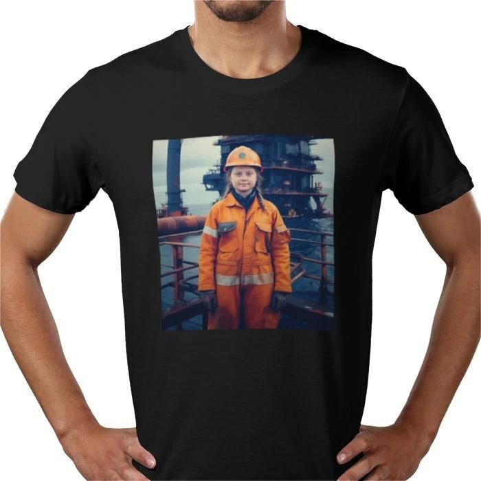 Greta Thunberg oil rig parody satire graphic funny comedy print T-Shirt tee 4XL