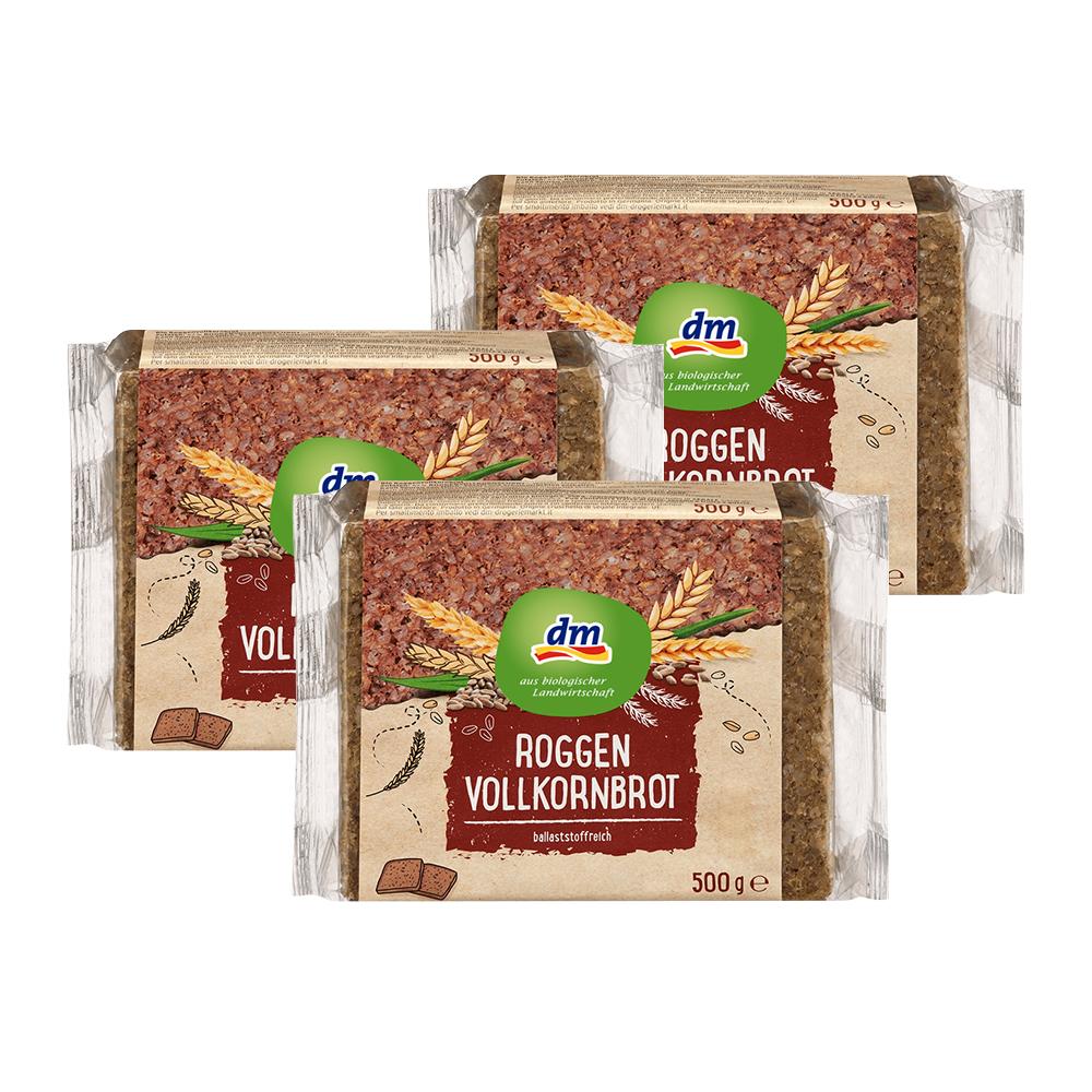 Deutsches Dm Roggenvollkornbrot 500G 3er-Pack Set