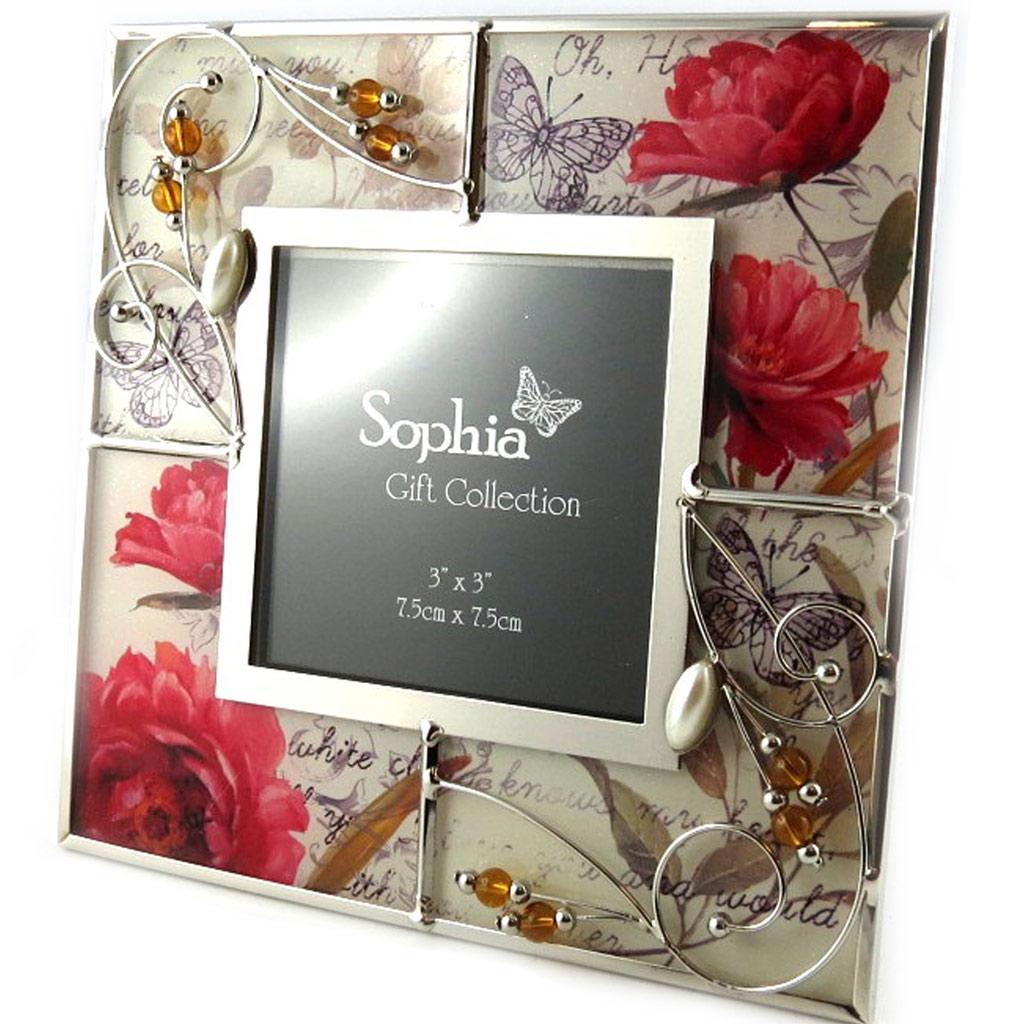 Les Trésors De Lily [L1502] - Cadre Photo 'Papillon de Soie' rouge beige