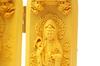 Standing Amitabha Triad Statue, Natural Boxwood, Approximately 10cm Tall, Carved with Amitabha, Kannon, and Seishi Bodhisattva, Three Open Buddhas [Pa