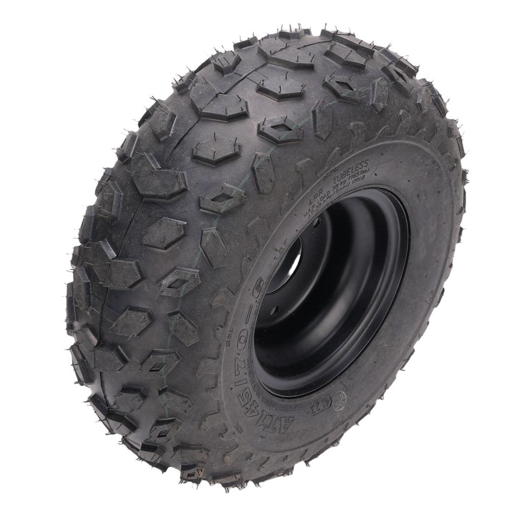 145 70 6 Däck 6 tums ATV UTV Terrängdäck med 3-hålsfälg för Go-kart Golfbil Trädgårdsklippare Svart