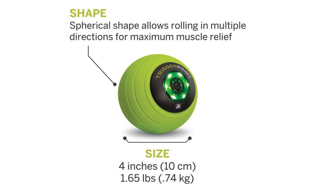 TriggerPoint Massage Foam Stretch Myofascial Release Ball, Roller, Ball, (MB Vibe, 10.16cm Diameter, Electric) [Used]