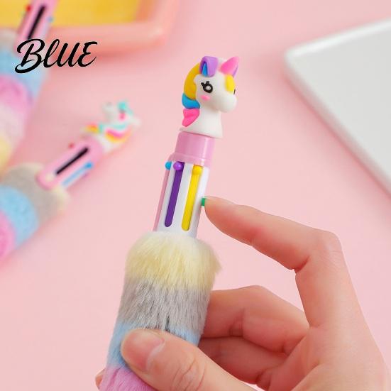 Office Supplies for Diary Decoration 6-in-1 Retractable Gel Pen Cute Unicorn Plush Doll Decor 6 in 1 Color Pens 0.5mm Multicolor Ballpoint