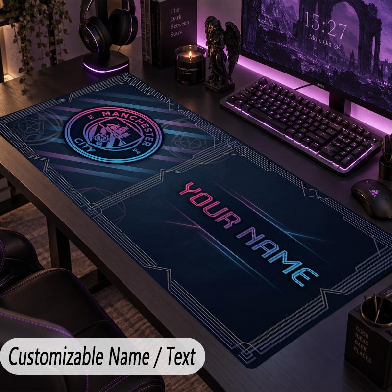 Custom Text Big Mousepad, Extended Desk Pad For Laptop Work GameManchester City