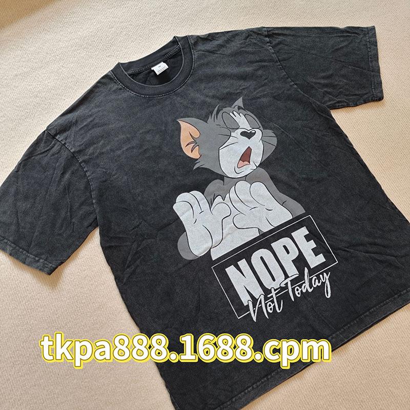 Trendy Brand Printed Short-Sleeved T-Shirt For Men And Women Loose Summer Casual Couple Oversize High Street Half-Sleeved T-Shirt