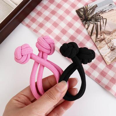 Solid Color Chinese Knot Hair Rope Elastic Korean Rubber Band Retro Elastic Hair Ring  Female/Girls