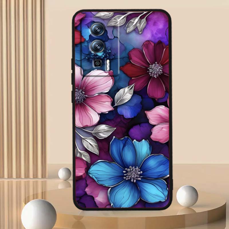 Butterfly flower pattern Phone Case For Xiaomi Redmi 12 13C 12C 13 10C 9T A2 9A 9C 7A Note 10S 8T 10 9 8 Pro 4G 5G Black