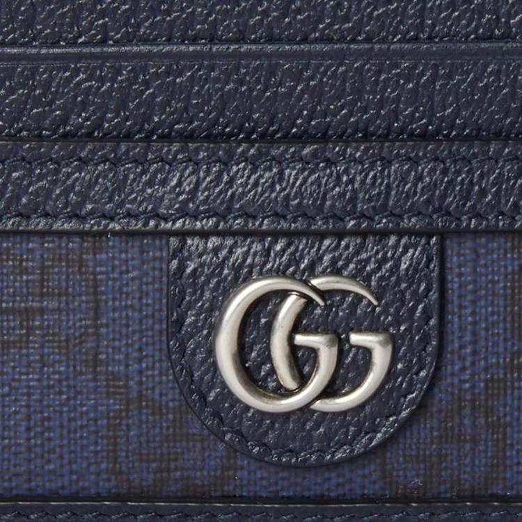 Gucci Ophidia Double G Silver Hardware Canvas Card Holder Men accessories Blue 791747-UULBN-4055