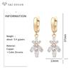 Fashion White Flower Cubic Zirconia Orchid Drop Earrings For Women Wedding Champagne Gold Color Jewelry Gift