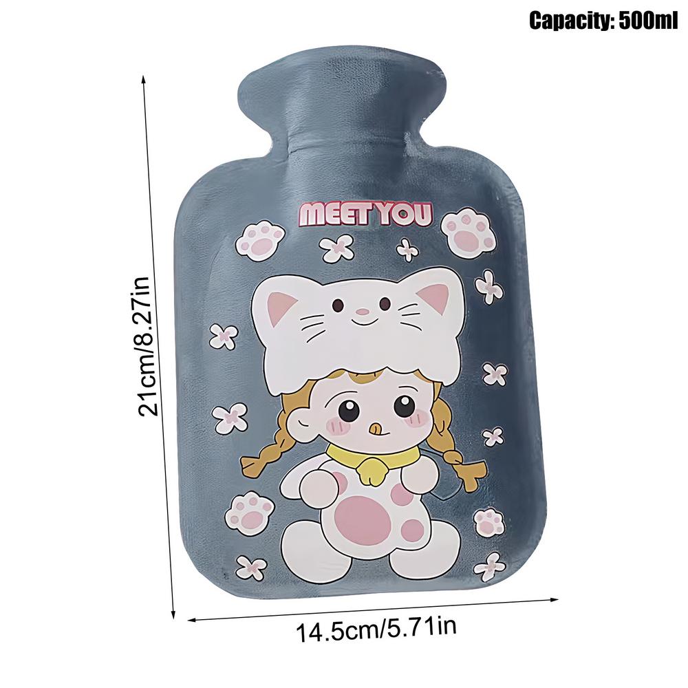 Hot Water Bottle With Cover Winter Hot Water Bag 500ml Hot Water Bag Portable Soft Heating Pad Bed Warmer For Feet Bed & Waist синий