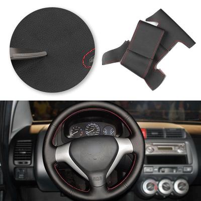 Perforiertes Mikrofaser-Leder Autozubehör Innenraum Lenkradabdeckung Aufkleber Verkleidung Für Honda City Jazz Fit 2007 2008