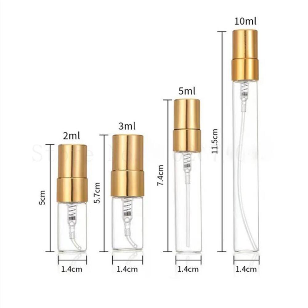 30/50pcs 100pcs 2ml/3ml/5ml/10ml Glass Refillable Perfume Bottle Empty Spray Bottle Atomizer Perfume Bottles  Metal spray bottle