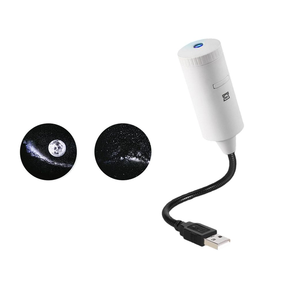 USB Projection Night Light with Replaceable Film Slides - Planet Moon Theme for Car and Home Decorative Ambient Lighting