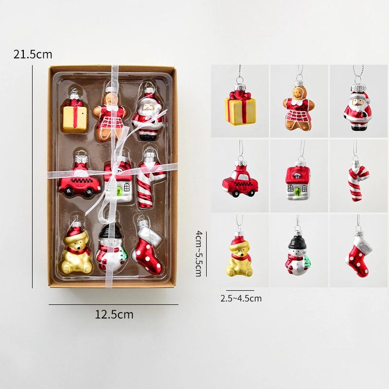 Christmas Decoration Santa Snowman Ornament Creative Glass Painted Hanging Decor For Christmas Tree Holidayhome Christmas Decor