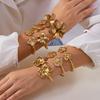 Edelstahl Goldfarbe Blume Verstellbare Öffnung Armbänder Für Frauen Mode Geometrisch Breite Manschette Armreifen Mädchen Party Schmuck