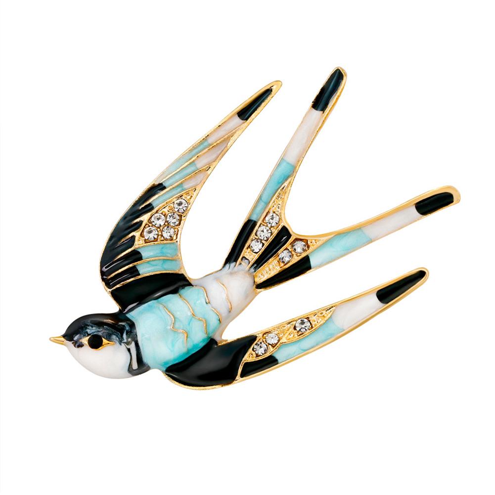 Women Alloy Colourful Swallow Brooch Cute Cartoon Corsage T-shirt Sweater Ornament Festival Birthday Gift