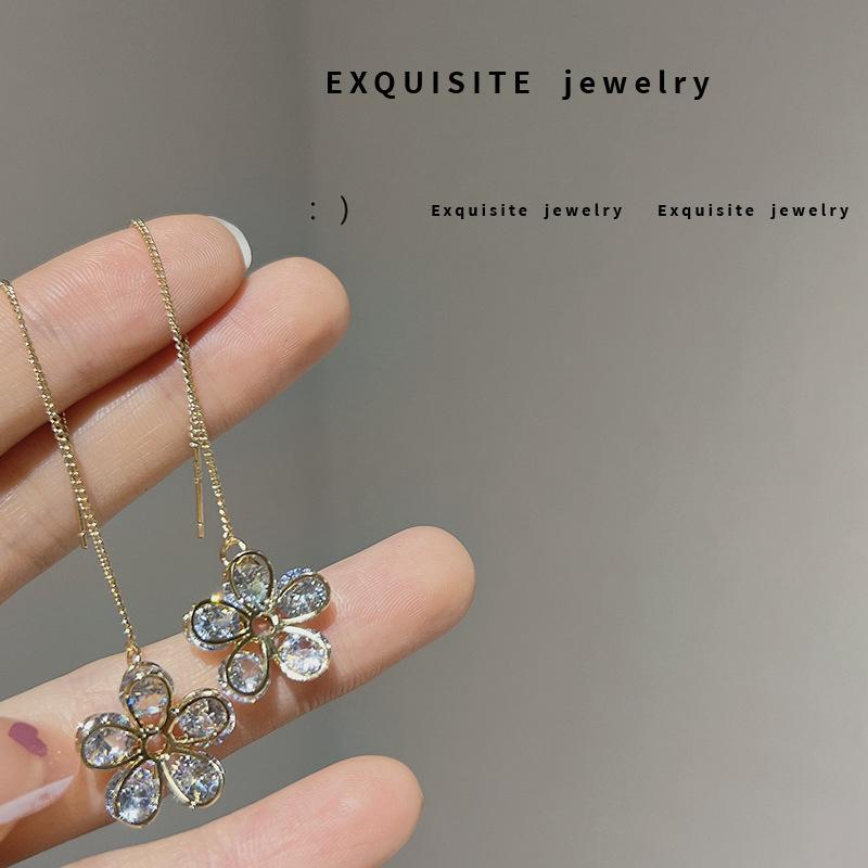 Lange Quaste Zirkon Ohrring Mode Frauen Mädchen Temperament Feine Glänzende Geometrische Ohrringe Schmuck Party Geschenke