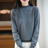 A New Style of Women's Autumn and Winter Hollowed-out Knitted Sweater Paired with A Base Layer A Pullover Long-sleeved and Semi-high-neck Sweater