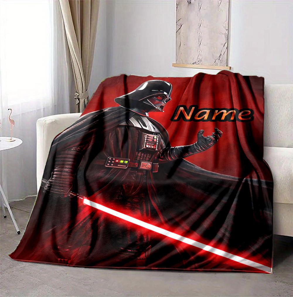 Custom Name Darth Vader Lightsaber Flannel Blanket Throw Blanket Soft Warm Sofa Bed Decor Unique Gift