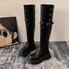Popular Retro 2025 Autumn and Winter Trend Two Wear Folded Platform Western Boots Thick Heel Knee Boots Knight Boots