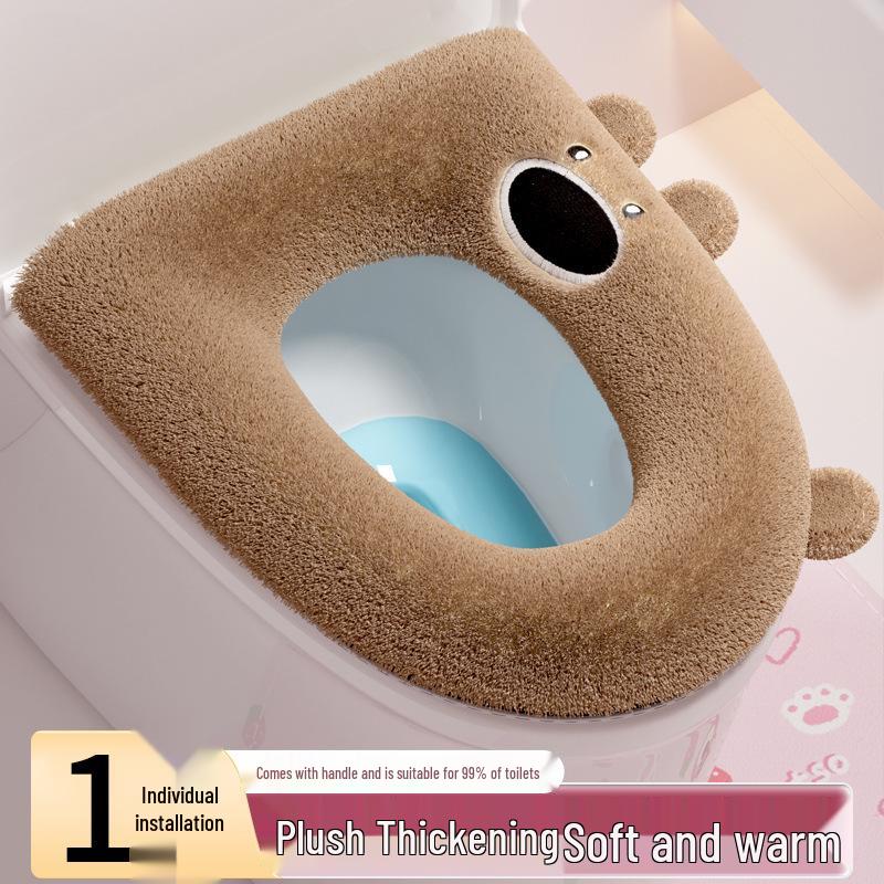 Waterproof Velvety Toilet Seat Cover with Zipper - Thick, Dirt-Resistant, All-Season & Washable